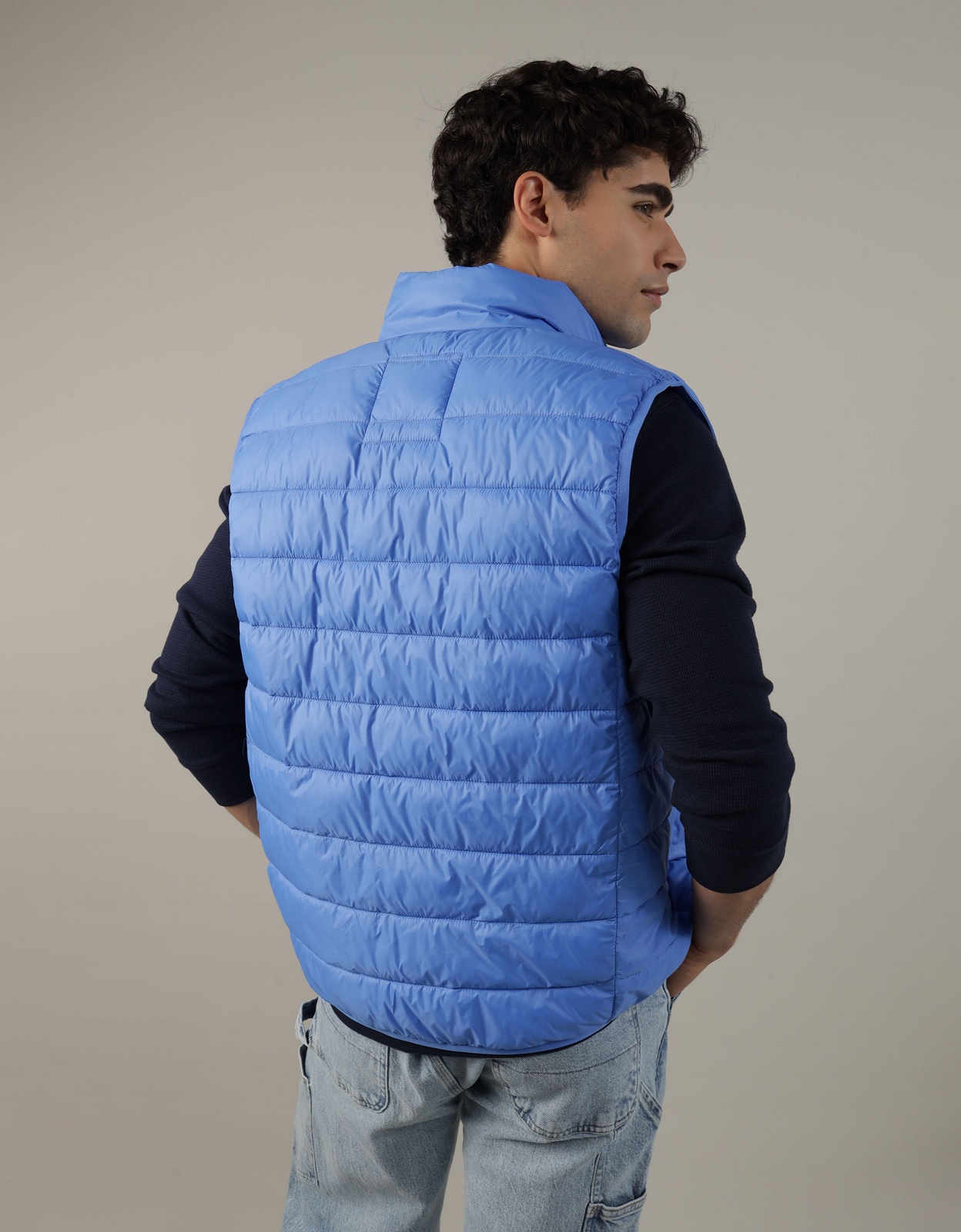 Blue puffer cheap vest mens