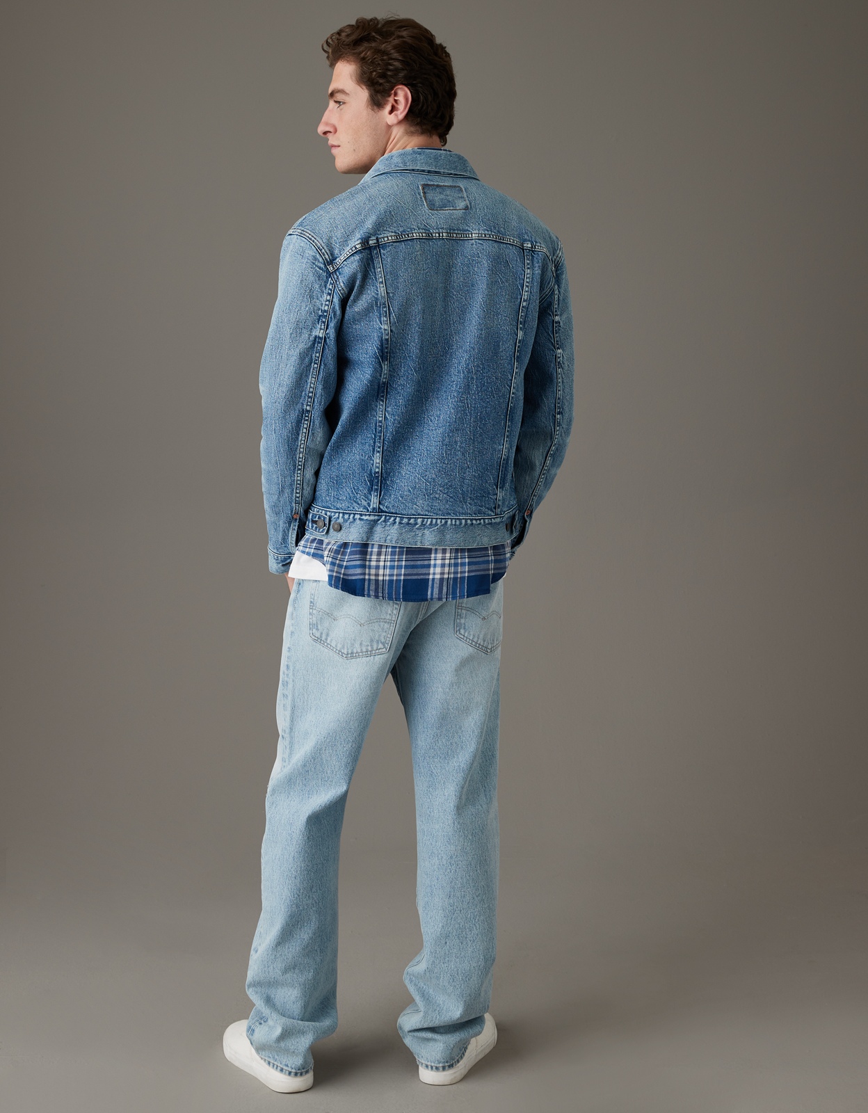 Mens denim store jacket with lining