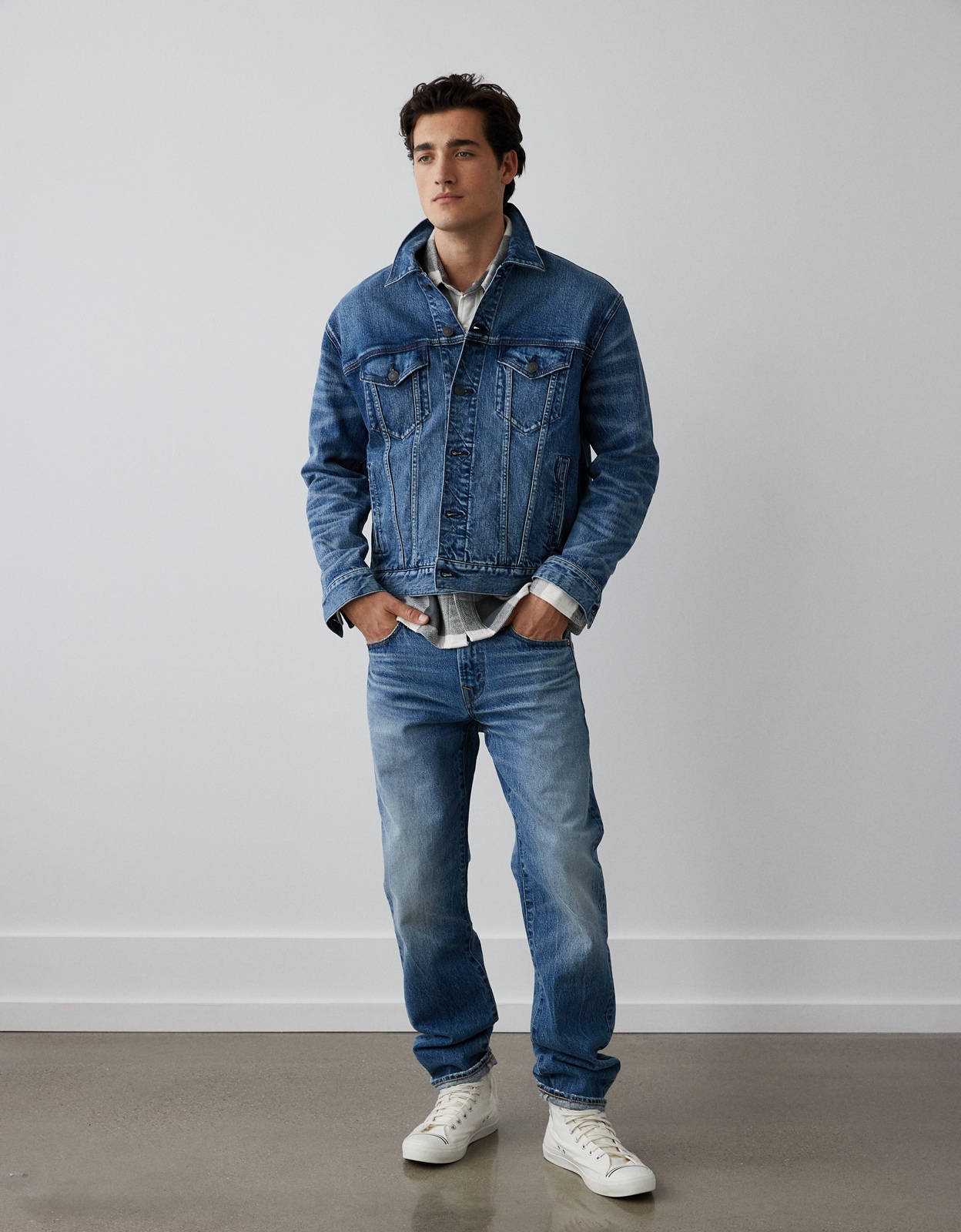 Mens jean store jacket light blue