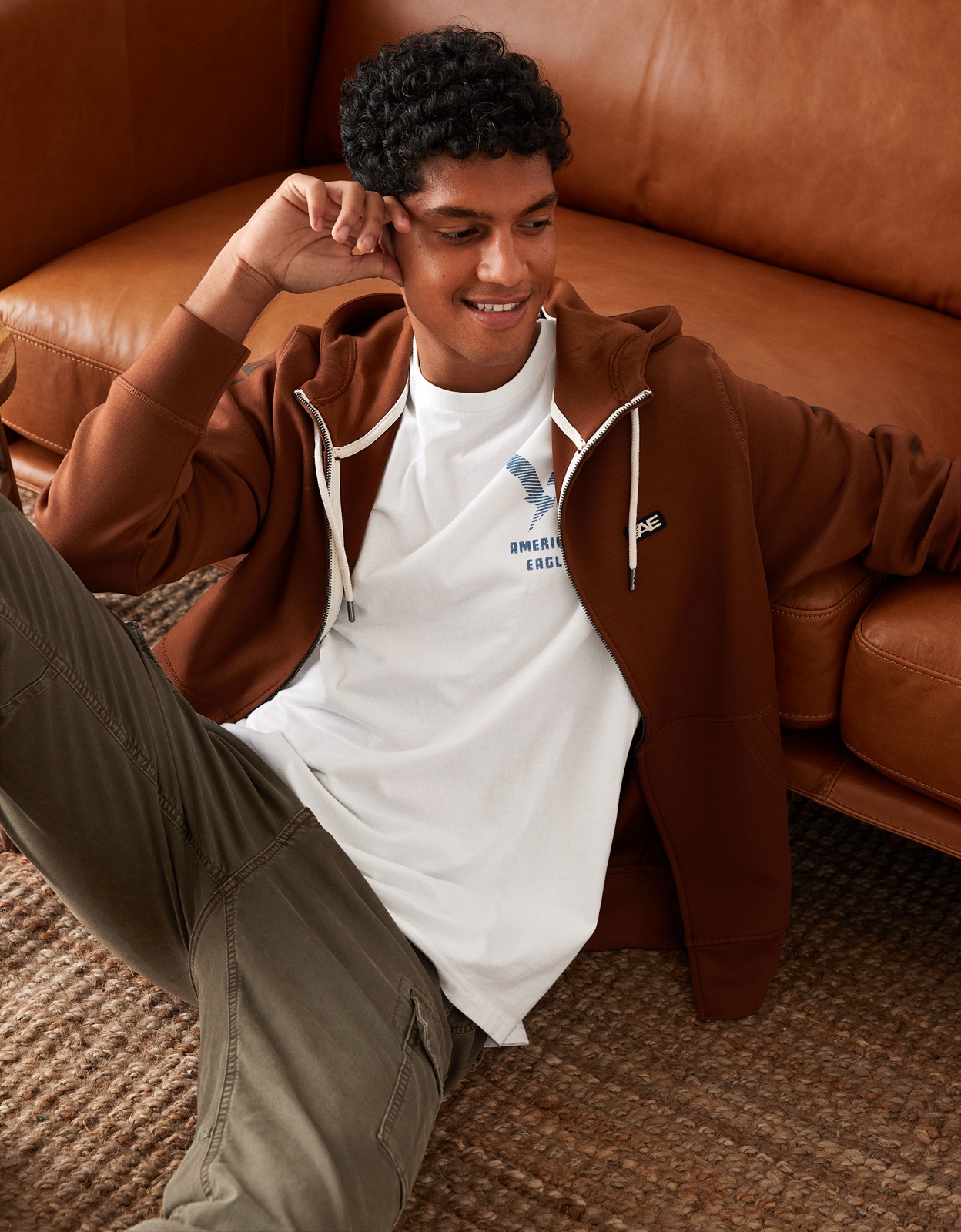 Brown american eagle hoodie best sale