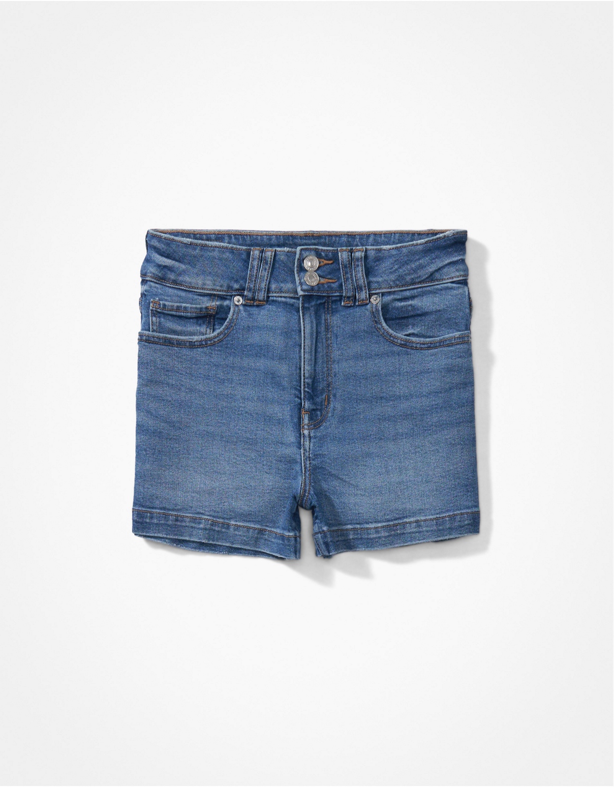 American Eagle Stretch Denim Mom Shorts In Indigo Blue