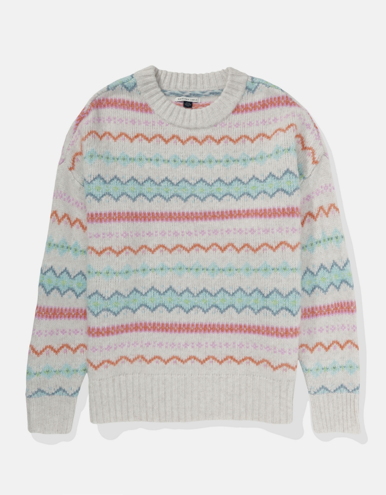 Buy AE Oversized Fair Isle Crewneck Sweater online American