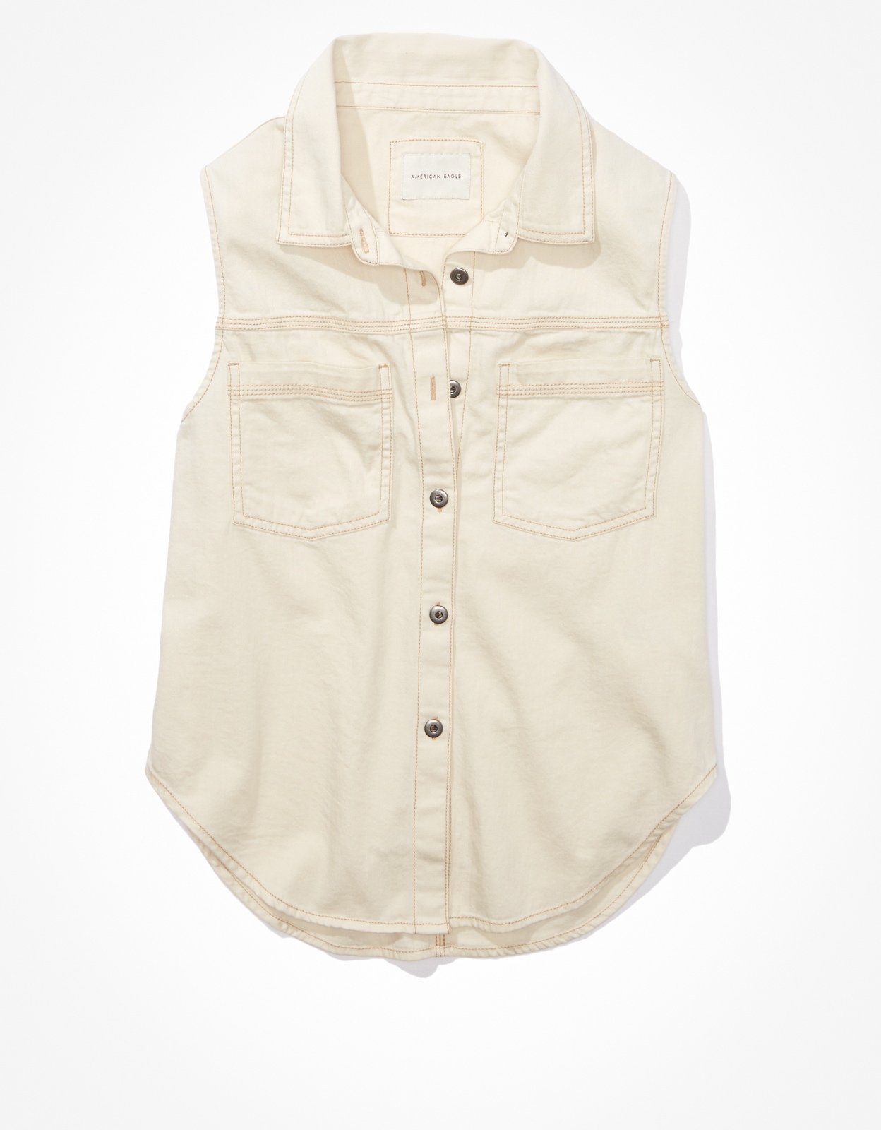 Buy AE Button-Up White Denim Vest online | American Eagle