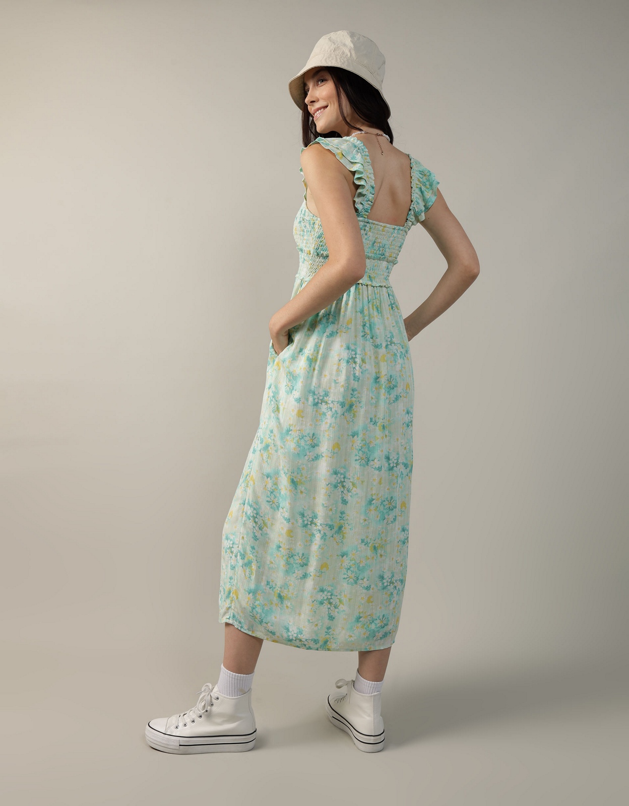 Buy Aerie Flutter Smocked Maxi Dress online