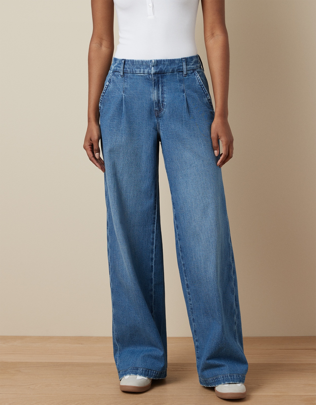 Buy AE Stretch Super High Waisted Baggy Wide Leg Trouser Jean online American Eagle Outfitters