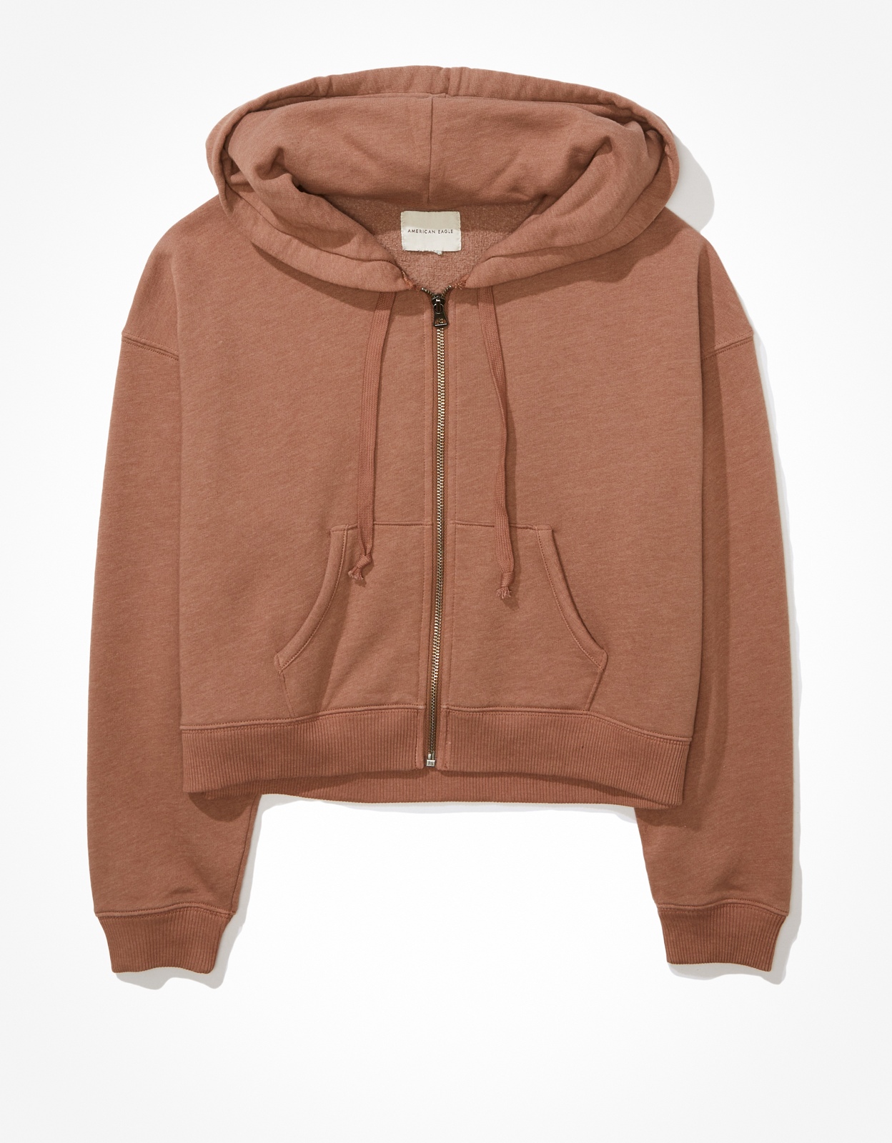 Ae fleece cropped zip up hoodie sale