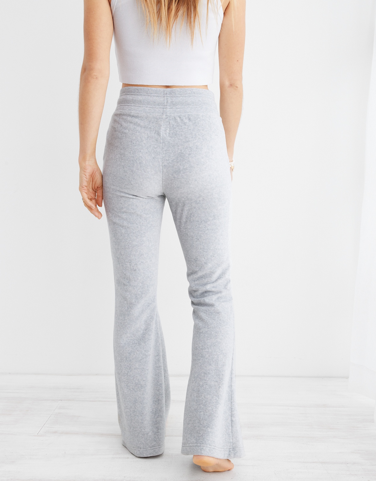 Buy Aerie REAL Obsessed Velour High Waisted Flare Pant online