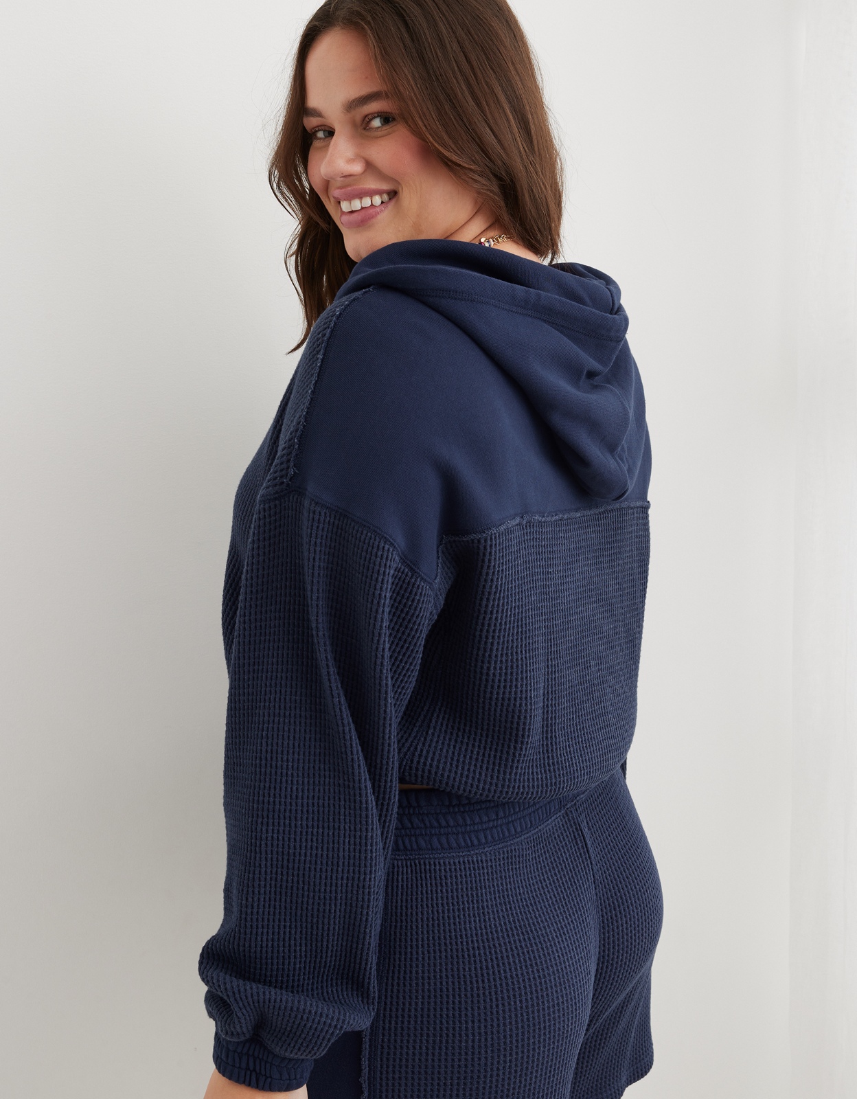 Aerie waffle best sale fleece oversized sweatshirt