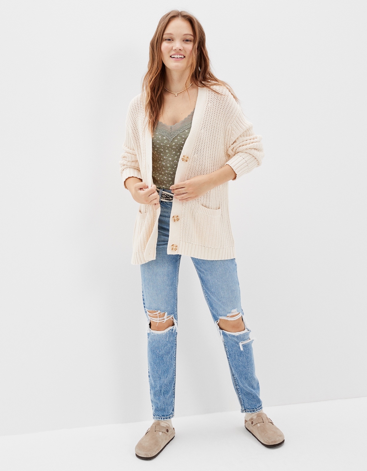 Oversized button outlet down sweater