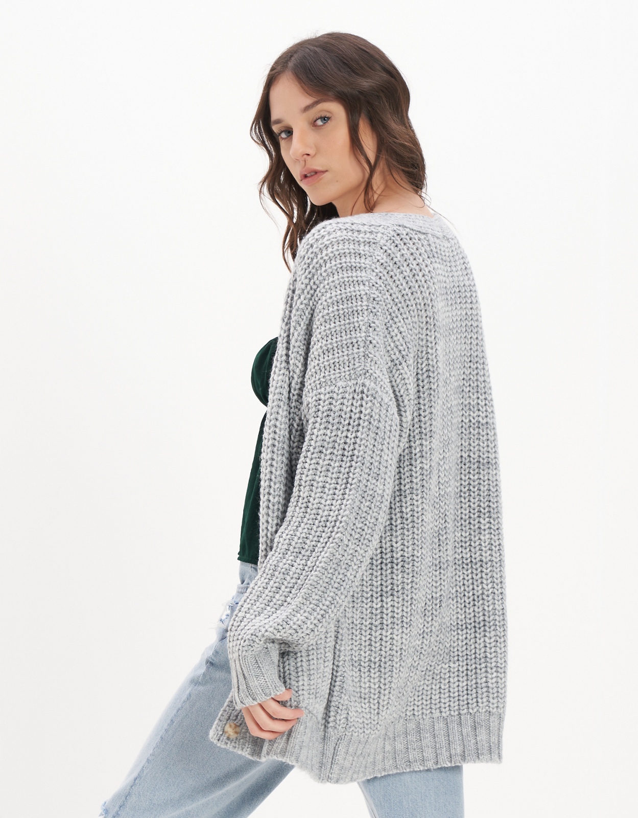 Ae slouchy waffle best sale cardigan sweater