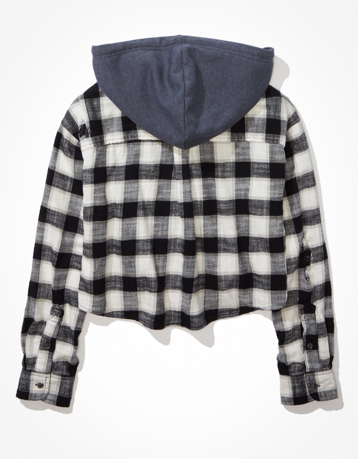 ae cropped hooded flannel shirt