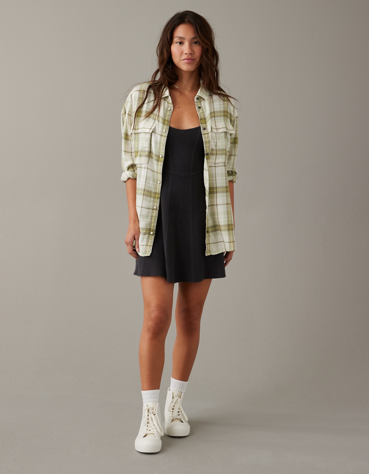 AE Oversized Long-Sleeve Plaid … curated on LTK
