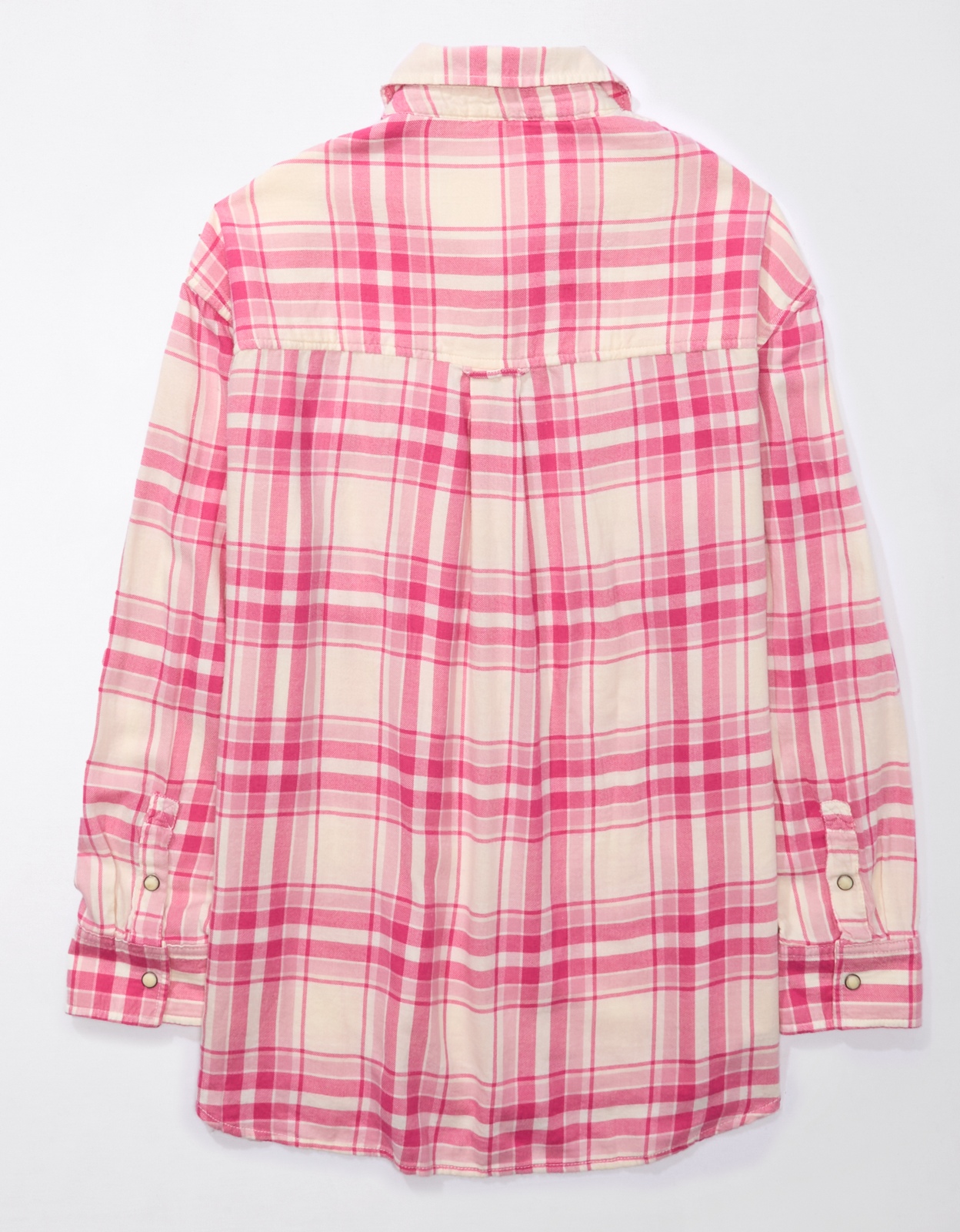 AE Oversized Long-Sleeve Plaid Button-Up Shirt