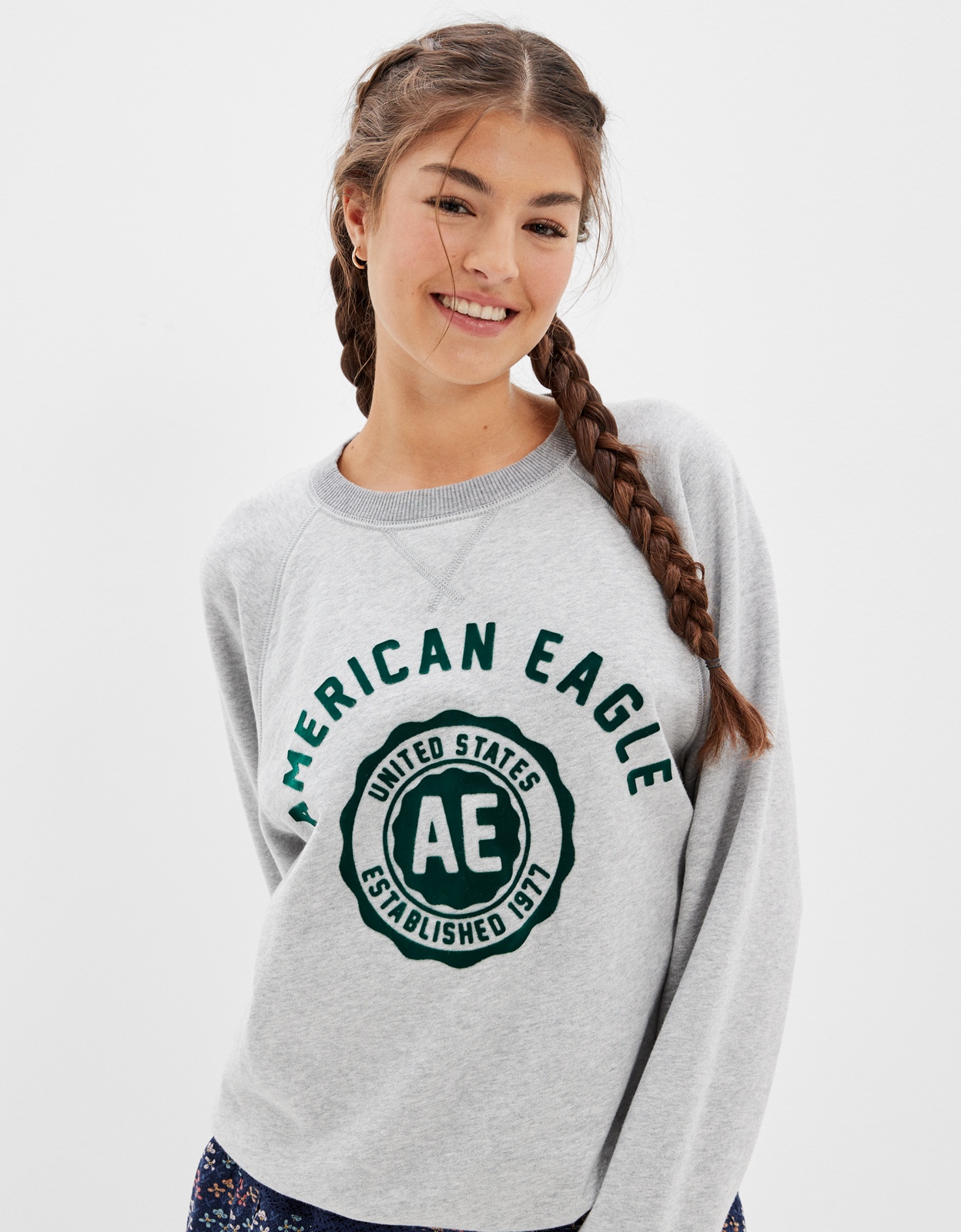 American eagle grey sweatshirt sale