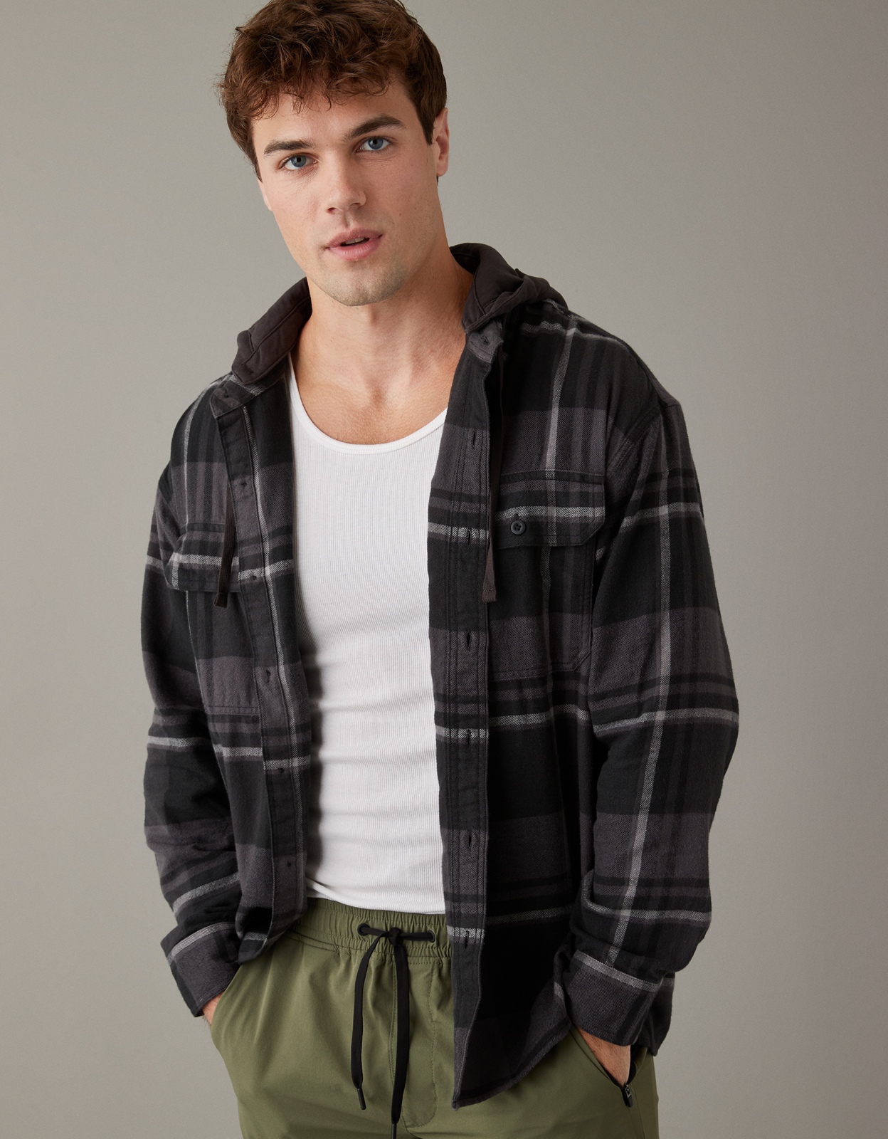 Buy AE Super Soft Hooded Flannel Shirt online | American Eagle 