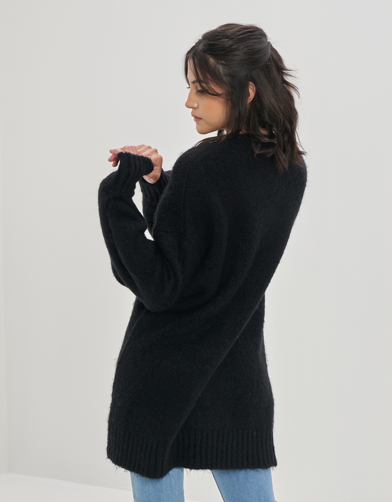 Oversized black 2025 cardigan sweater