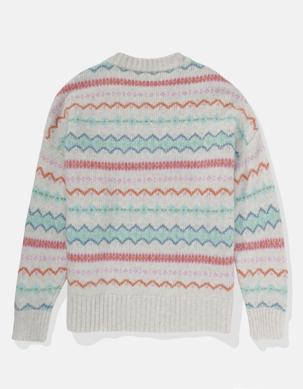 Buy AE Oversized Fair Isle Crewneck Sweater online