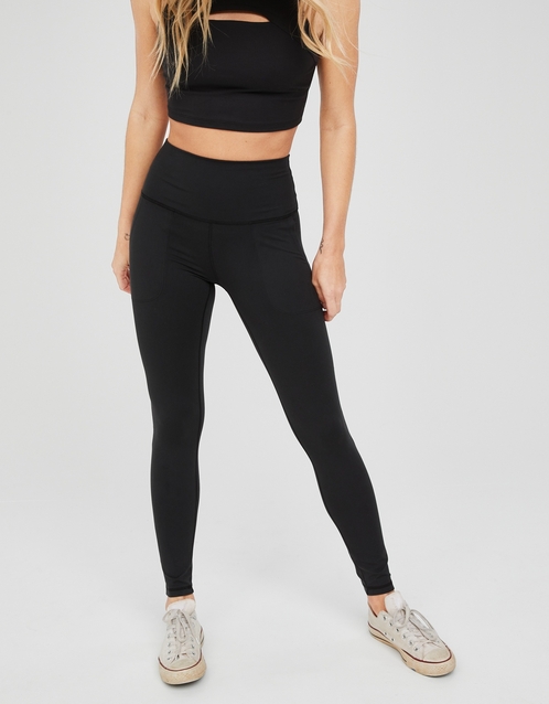 AERIE - Black Chill Play Move high Rise Leggings w/ Pockets, Women's  Fashion, Activewear on Carousell