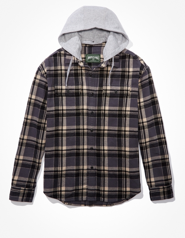 Buy AE Super Soft Hooded Flannel Shirt online