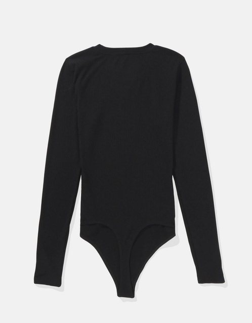 Fitted Long-Sleeve Crew-Neck Bodysuit