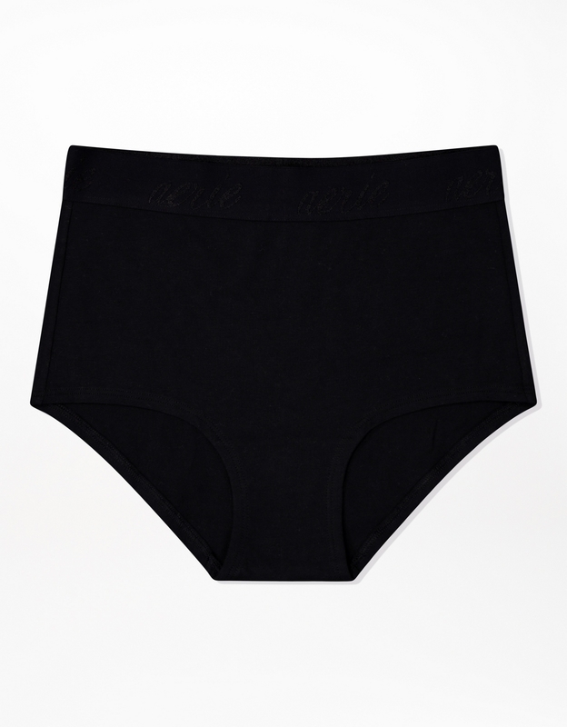 Aerie Eyelash Lace High Waisted Boybrief Underwear In Black